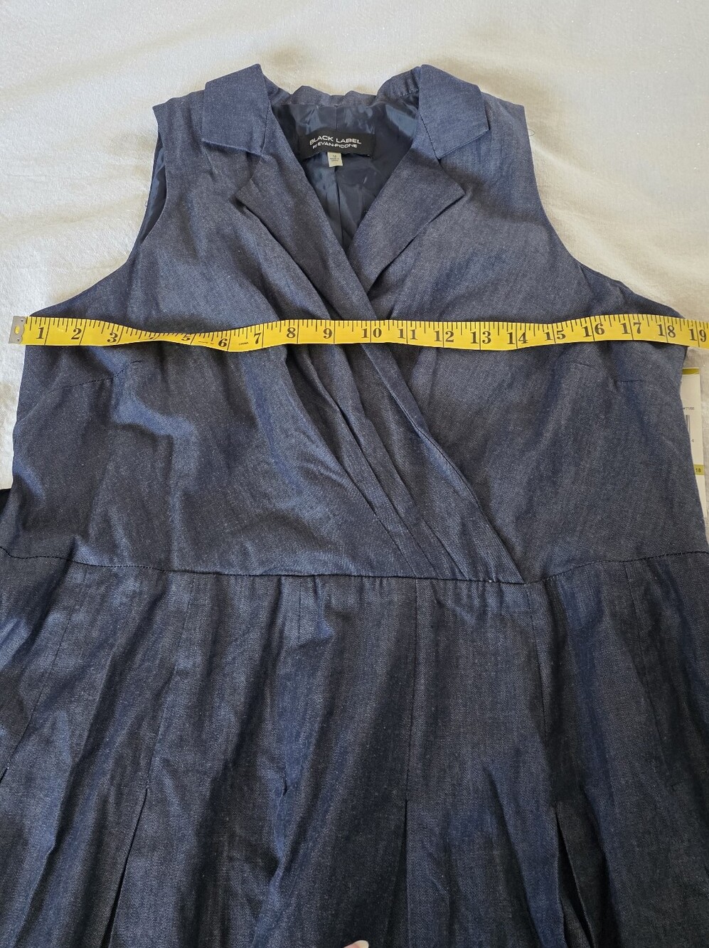 Sleeveless Navy Wrap Midi Dress with Waist Tie - Picture 8 of 11